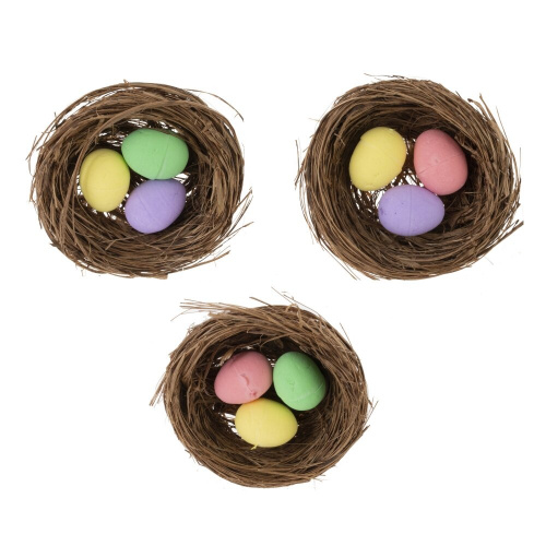 Изделие декоративное "Гнездо пасхальное" (блок 12 шт), L6 W6 H2 см, 3в.