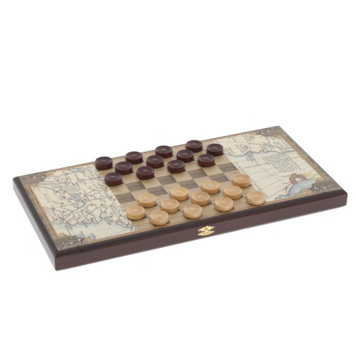 Игра настольная 2 в 1 ( шашки, нарды) "Морские", L50 W24,5 H4 см Игра настольная 2 в 1 ( шашки, нарды) "Морские", L50 W24,5 H4 см