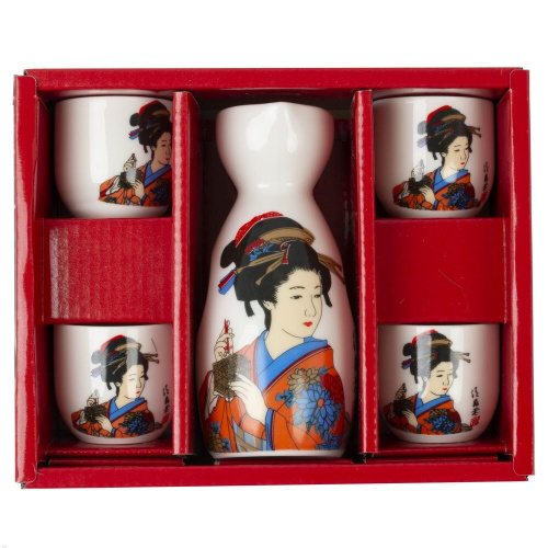 Набор для саке: графин 140 мл и 4 стакана 35 мл, L18,5 W7 H15 см фото 3