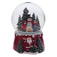 Фигурка декор в стекл шаре "Снеговик и дети" (муз ключ), D 10 см, L9,5 W9,5 H15 см