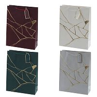 Пакет подарочный L (бумага 210г/м2, блок 12шт), L31 W12 H42 см, 4в.