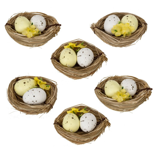 Набор из 6-ти изделий декоративных "Гнездо пасхальное" (6*4,5*2), L18 W12 H3 см