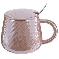 Кружка с крышкой и ложкой, 350 мл, L12,5 W9,5 H9 см