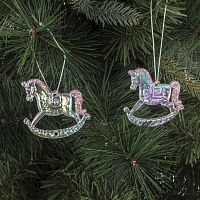 Набор из 2шт Украшение новогоднее "Лошадка", L5,5 W0,5 H4,5 см