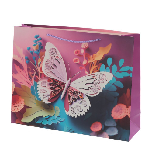 Пакет подарочный L (бумага 210г/м2, блок микс 12шт), L38,5 W11 H30 см, 4в. фото 3