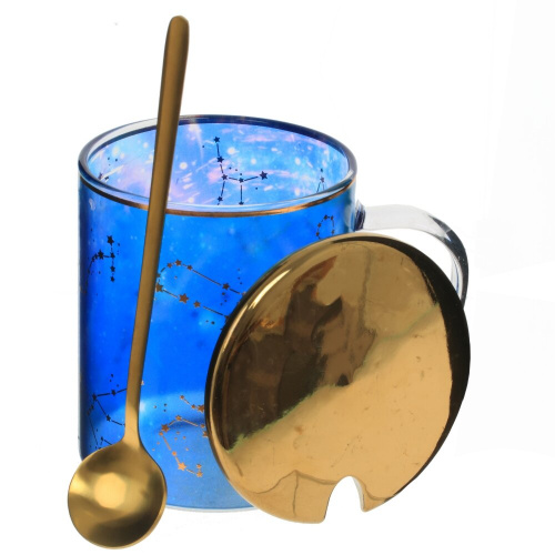 Кружка с крышкой и ложкой, 400 мл, L12 W8 H9 см, 2в. фото 5