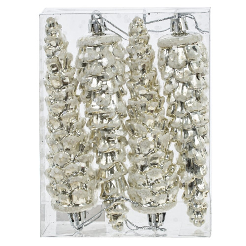 Набор из 4шт Украшение новогоднее "Шишка", L10,5 W3,5 H14 см Набор из 4шт Украшение новогоднее "Шишка", L10,5 W3,5 H14 см