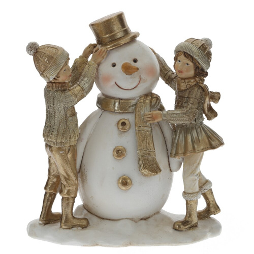 Фигурка декоративная "Снеговик и дети", L14 W8 H17,5 см фото 2