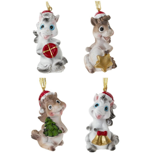 Фигурка декоративная подвесная "Лошадка", L4,5 W4 H7 см, 4в. Фигурка декоративная подвесная "Лошадка", L4,5 W4 H7 см, 4в.