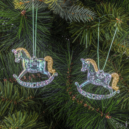 Набор из 2шт Украшение новогоднее "Лошадка", L5,5 W0,5 H4,5 см Набор из 2шт Украшение новогоднее "Лошадка", L5,5 W0,5 H4,5 см