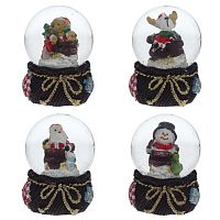 Фигурка декоративная в стеклянном шаре "Дед Мороз/Мишка/Олень", D 4,5 см, L4,5 W4,5 H6 см, 4в.