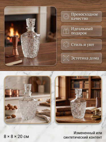 Бутылка-графин для масла/уксус, 400 мл, L8 W8 H20 см фото 3