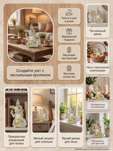 Фигурка декоративная "Заяц", L12 W9 H16 см фото 2