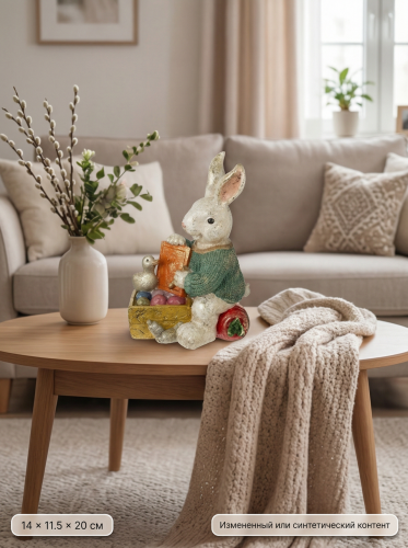 Фигурка декоративная "Заяц", L14 W11,5 H20 см фото 5