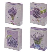 Пакет подарочный (бумага, плотность 210г/м2, блок 12шт), L18 W8,5 H24 см, 4в.