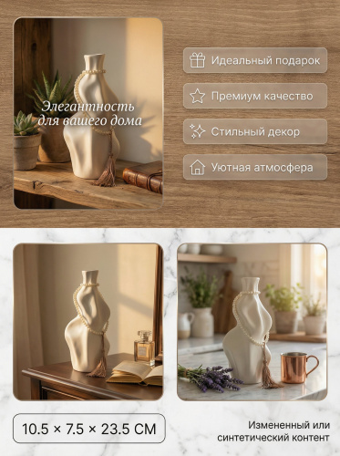 Ваза с ожерельем, 550 мл, L10,5 W7,5 H23,5 см фото 3