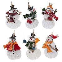 Изделие декоративное подвесное "Снеговик", L6 W1 H9 см, 6в.