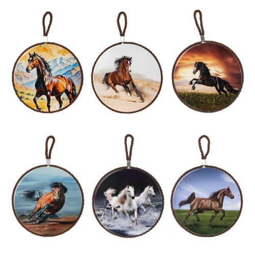 Декоративная подставка под горячее с подвеской "Лошадь", D 17 см, L17 W17 H0,5 см, 6в. Декоративная подставка под горячее с подвеской "Лошадь", D 17 см, L17 W17 H0,5 см, 6в.