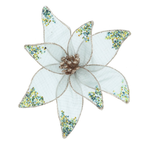 Цветок искусственный "Пуансеттия" (на клипсе), L18 W18 H7 см Цветок искусственный "Пуансеттия" (на клипсе), L18 W18 H7 см