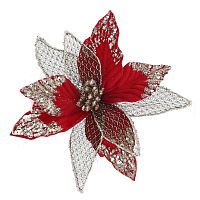 Цветок искусственный "Пуансеттия" (на клипсе), L21 W21 H7,5 см Цветок искусственный "Пуансеттия" (на клипсе), L21 W21 H7,5 см