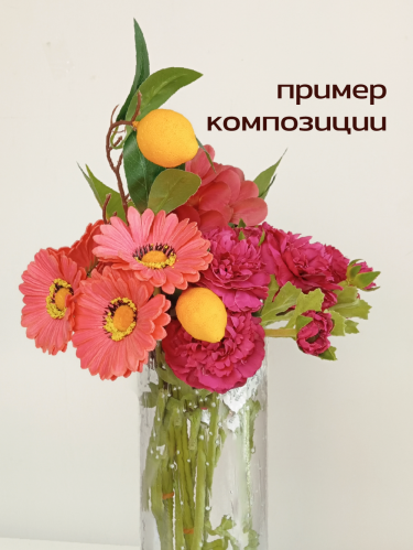 Цветы искусственные "Букет Гербер" (Real Touch), L12 W12 H33 см фото 6
