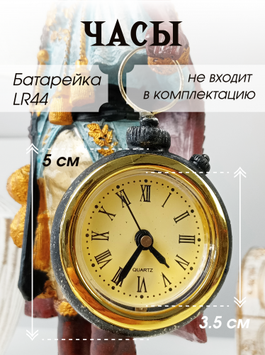 Фигурка декоративная "Лошадь" с часами D4см, (LR44x1), L12 W7,5 H24,5 см фото 3