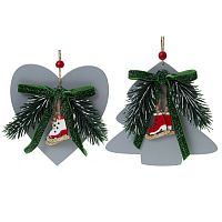 Изделие декоративное подвесное "Ёлка/Сердце", L12 W2,5 H12 см, 2в. Изделие декоративное подвесное "Ёлка/Сердце", L12 W2,5 H12 см, 2в.