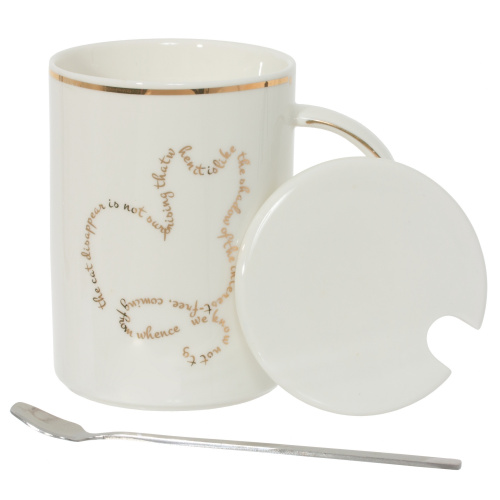 Кружка с крышкой и ложкой, 400 мл, L11,5 W8 H11,5 см, 4в. фото 2