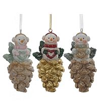 Фигурка декоративная подвесная "Снеговик", L4,5 W3 H9 см, 3в.