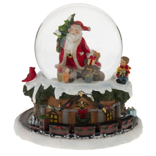 Фигурка декор в стекл шаре "Санта" (муз с ключ, движ), D 10 см, L15 W15 H15 см Фигурка декор в стекл шаре "Санта" (муз с ключ, движ), D 10 см, L15 W15 H15 см