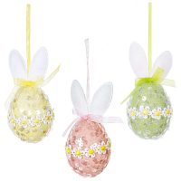 Изделие декоративное подвесное "Яйцо" (блок 12шт), L6 W6 H11 см, 2в.