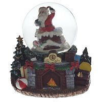 Фигурка в стекл. шаре с музыкой, эффектом вьюги и подсвет."Санта", D 10 см, L16 W13,5 H15,5 см