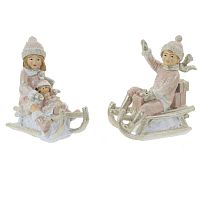 Фигурка декоративная "Ребёнок на санках", 2 в (цена за один вид)., L9 W5,5 H10,5 см, 2в.