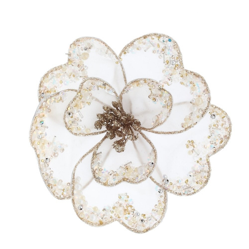 Цветок искусственный "Магнолия" (на клипсе), L15 W15 H8 см Цветок искусственный "Магнолия" (на клипсе), L15 W15 H8 см