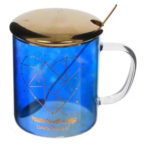 Кружка с крышкой и ложкой, 400 мл, L12 W8 H9 см, 2в. фото 4