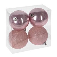 Набор из 4шт Украшение новогоднее Шар "Нежность", D8 см, L16 W8 H16 см Набор из 4шт Украшение новогоднее Шар "Нежность", D8 см, L16 W8 H16 см