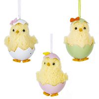 Изделие декоративное подвесное "Цыпленок" (блок 12шт), L6 W6 H8 см, 3в.
