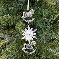 Украшение новогоднеe подвеска"Снежинка с лошадками", L6,5 W0,5 H18 см