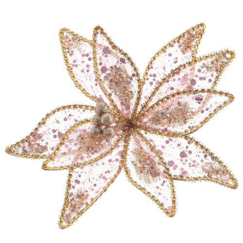 Цветок искусственный "Пуансеттия" (на клипсе), L24 W24 H12 см Цветок искусственный "Пуансеттия" (на клипсе), L24 W24 H12 см