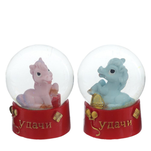 Фигурка декор в стекл шаре "Лошадка", L6 W6 H8 см, 2в.