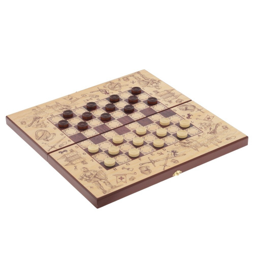 Игра настольная 3 в 1 (шахматы, шашки, нарды) "Рыцари", L50 W25 H6 см фото 5